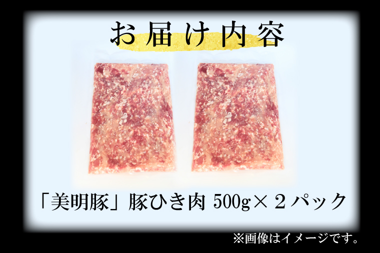 【選べる内容量・真空パック】 国産豚肉 豚ひき肉 1kg ( 500g × 2p ) 「 美明豚 」 （茨城県共通返礼品・行方市産） ブランド豚 銘柄豚 豚 豚肉 肉 豚挽肉 豚挽き肉 挽肉 ひき肉 豚ミンチ ミンチ ハンバーグ 小分け 真空パック 国産 冷凍