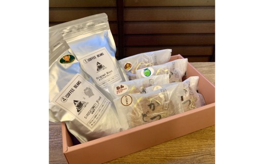 珈琲豆2種とかつどら5種【オリジナルブレンド/城里町ブレ