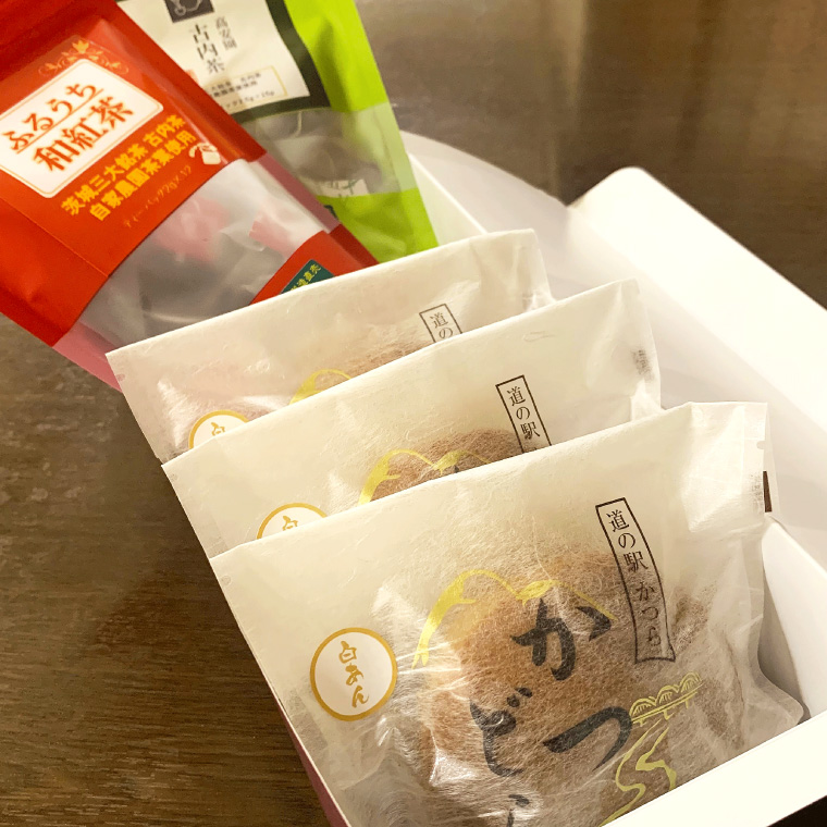 古内茶・和紅茶とかつどら3個セット【白あん】 (AF063)