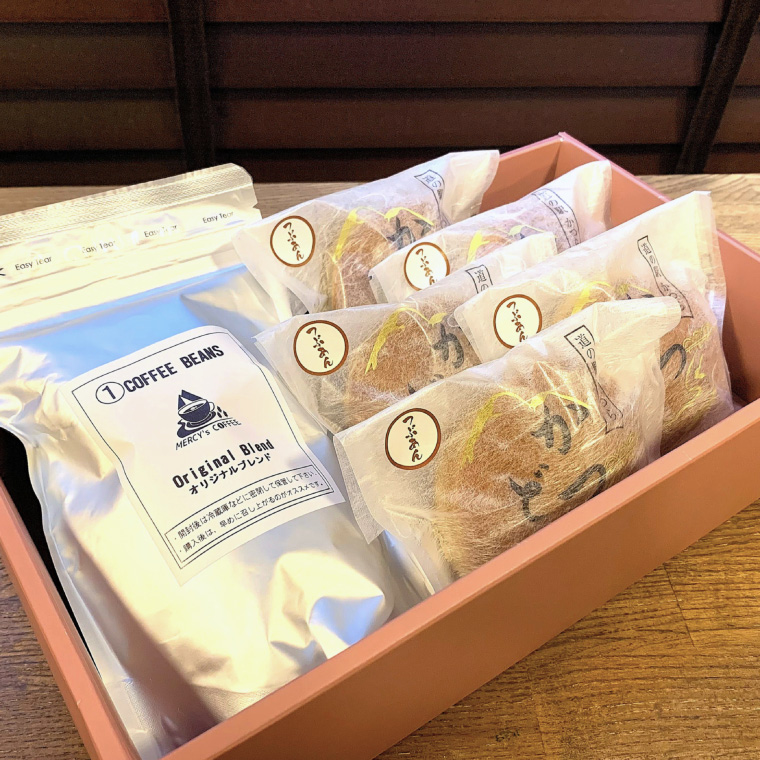 珈琲豆とかつどら5個【つぶあん】 (AF068)