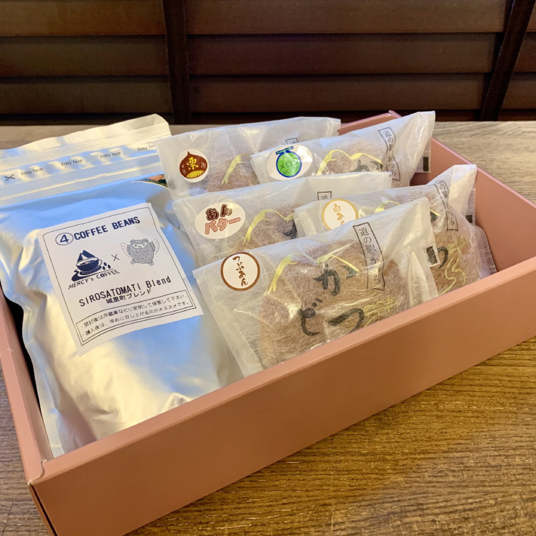 珈琲豆とかつどら5個【城里町ブレンド/5種セット】(AF081)