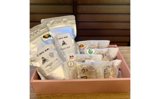 珈琲豆2種とかつどら5種【オリジナルブレンド/城里町ブレ