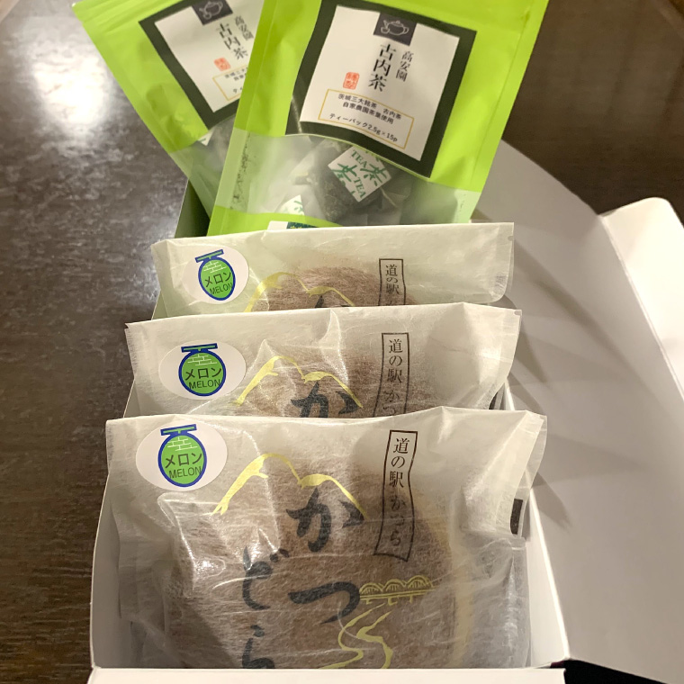 古内茶とかつどら３個セット【季節の果物】 (AF054)