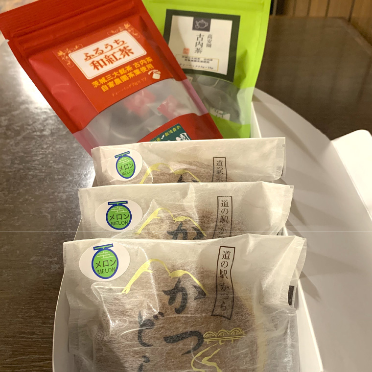 古内茶・和紅茶とかつどら3個セット【季節の果物】 (AF066)