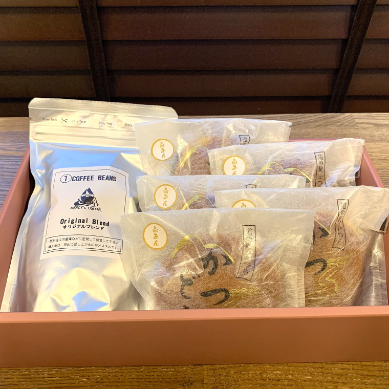 珈琲豆とかつどら5個【白あん】 (AF069)