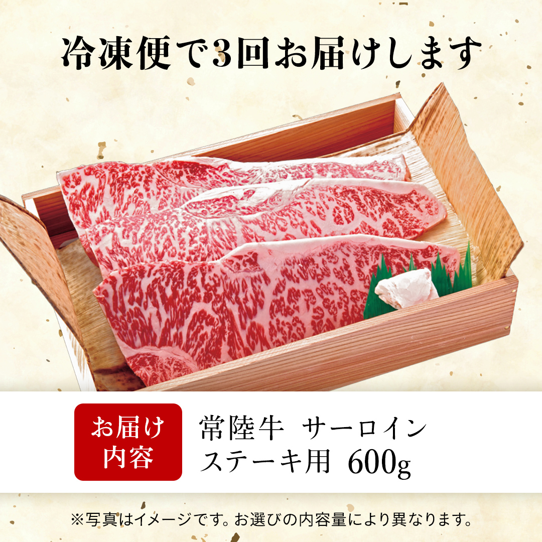 【 3カ月 定期便 】常陸牛 サーロイン ステーキ用 600g (AP012)