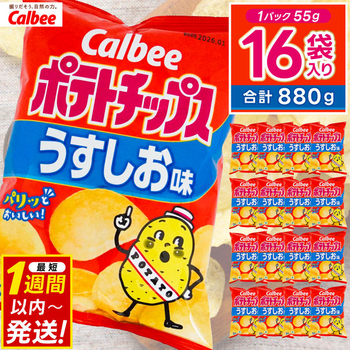 ポテトチップス カルビー 「うすしお味」16袋（55g×16袋）1
