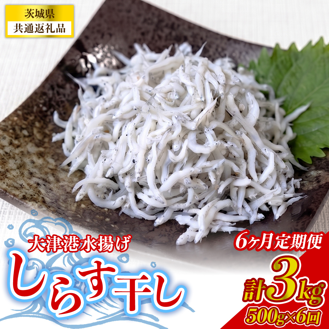 【6回定期便】大津港水揚げしらす干し 500g(250g×2パック) (茨