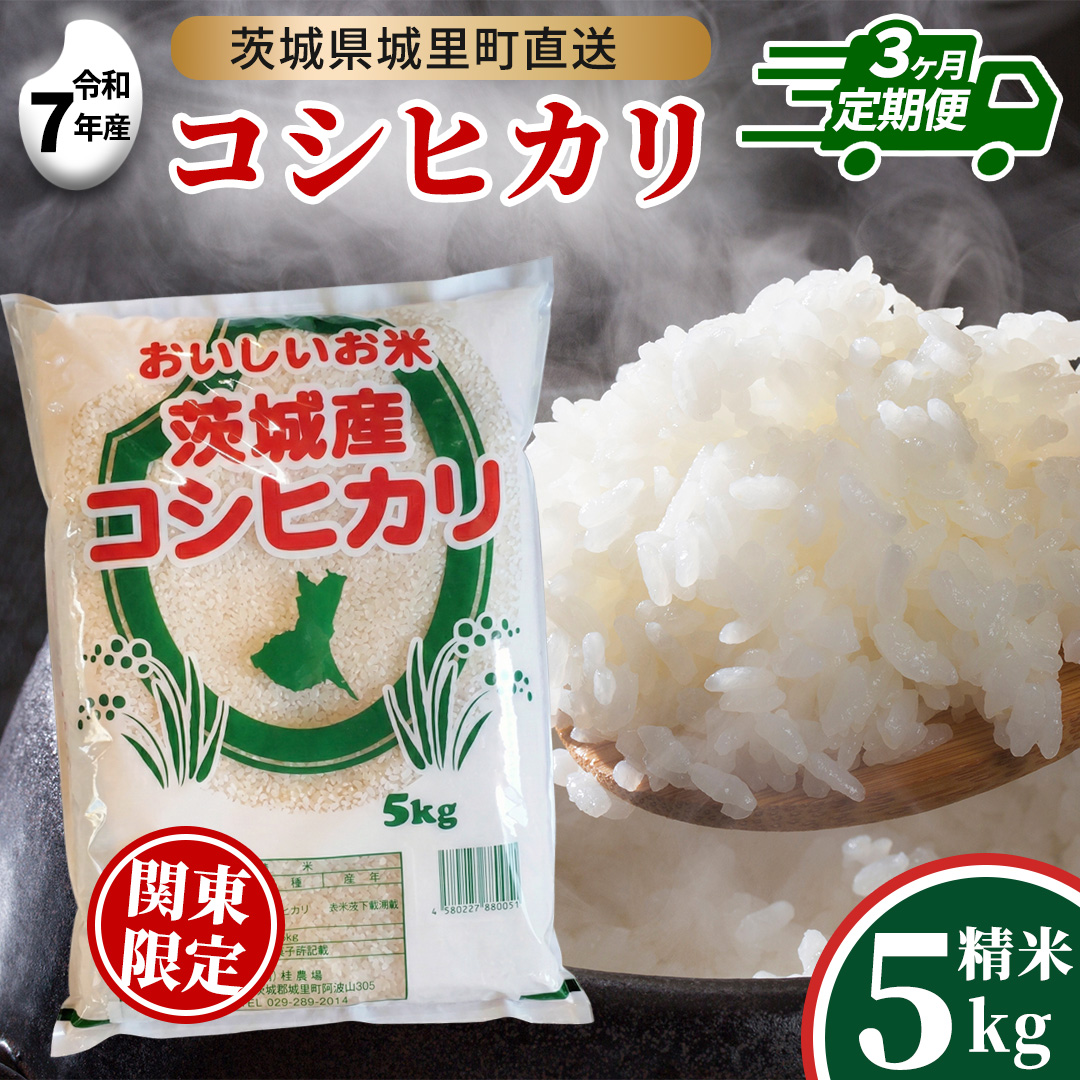 【 3回 定期便】 コシヒカリ 5kg ×3回 令和7年 精米 関東地方