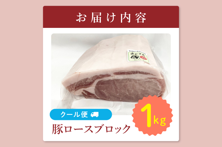 【茨城県共通返礼品/鉾田市】国産まごころ豚ロースブロック1.0㎏ | 甘い おいしい 良品質 最上級 茨城県産(92-04)