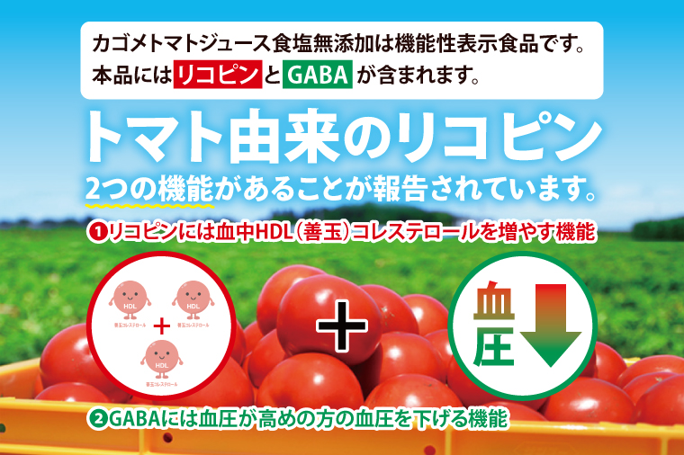 【3回定期便】カゴメトマトジュース 食塩無添加 720ml×15個｜KAGOME とまと 野菜 リコピン GAVA 機能性表示食品（93-200）