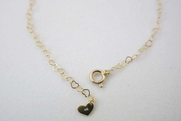 ハートブレスレット K18【ネックレス アクセサリー 金 ゴールド おしゃれ 記念日 プレゼント 贈り物 母の日 バレンタイン クリスマス ホワイトデー 国産】（36-09-1）