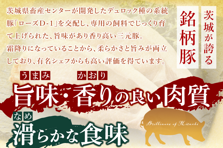 【茨城県共通返礼品/鉾田市】国産常陸の輝き豚ローススライス1.0㎏ (250ｇ×4Ｐ) | 霜降り 柔らかい 高品質 茨城県産(92-09)