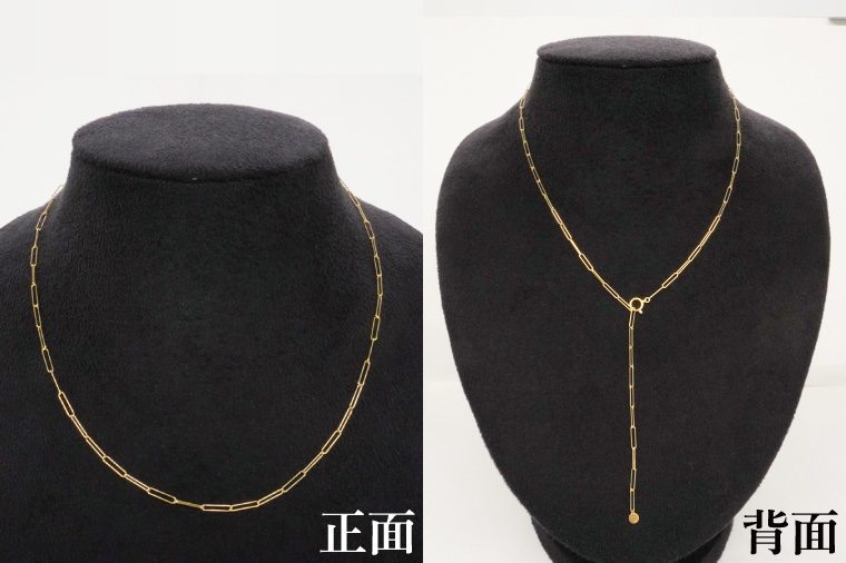 ロングクリップネックレス K18【ネックレス アクセサリー 金 ゴールド おしゃれ 記念日 プレゼント 贈り物 母の日 バレンタイン クリスマス ホワイトデー 国産】（36-10）