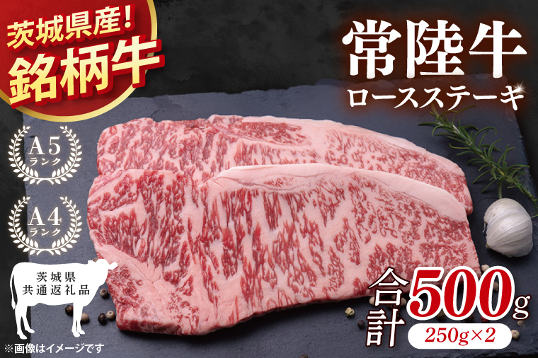 【茨城県共通返礼品】常陸牛ロースステーキ500g(250g×2)【ロース 牛肉 銘柄牛 冷凍 たんぱく質 茨城県 阿見町】(81-01)