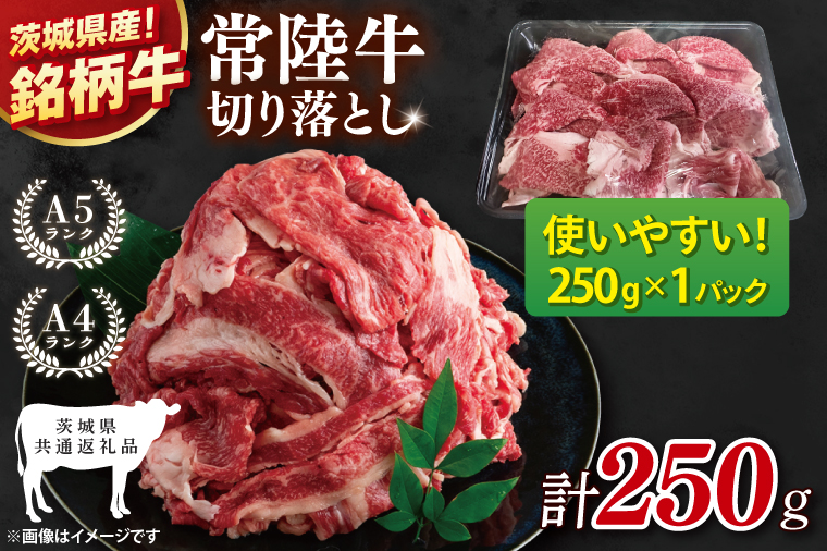 【茨城県共通返礼品】お試しサイズ！常陸牛切り落とし 250g【黒毛和牛 国産 銘柄牛 牛肉 肉 冷凍 茨城県産】(81-22)