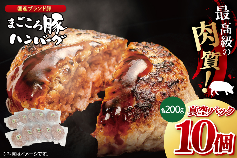 【茨城県共通返礼品】国産まごころ豚ハンバーグ200g×10個【高品質 豚肉 銘柄豚 ブランド豚 人気豚肉 個包装 冷凍 茨城県産 阿見町】(92-02)