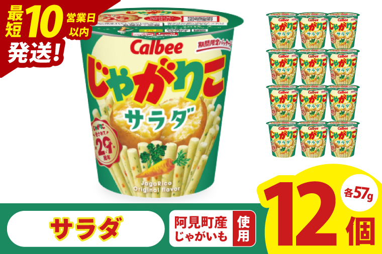 【10営業日以内に出荷】カルビー じゃがりこサラダ （57g） 12個｜Calbee お菓子 菓子 おやつ おかし スナック おつまみ ジャガイモ じゃがいも（93-16）
