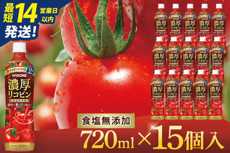 カゴメ 濃厚リコピン トマトジュース 720ml×15個｜KAGOME とまと 野菜 高リコピン（93-202）