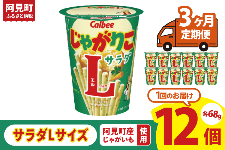 【3ヶ月定期便】カルビー じゃがりこ サラダ Lサイズ 68g×12個｜Calbee お菓子 菓子 おやつ おかし ぽてち ポテチ スナック おつまみ ジャガイモ じゃがいも（93-80）