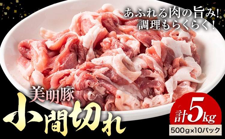 美明豚 小間切れ 500g × 10パック 計5kg (茨城県共通返礼品：茨城県産) ワークミート《30日以内に出荷予定(土日祝除く)》茨城県 河内町 SPF豚 びめいとん 部位 豚 こま切れ 豚肉 ブランド豚---kawachhi_wm_10_10p---