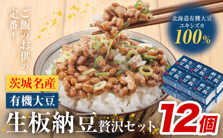  納豆 茨城名産 生板納豆 有機大豆 セット 12個 有限会社秋山食品《90日以内に出荷予定(土日祝除く)》茨城県 河内町 有機 納豆 茨城県産 茨城 ナットウキナーゼ たれ---kawachhi_akym_2_12i---