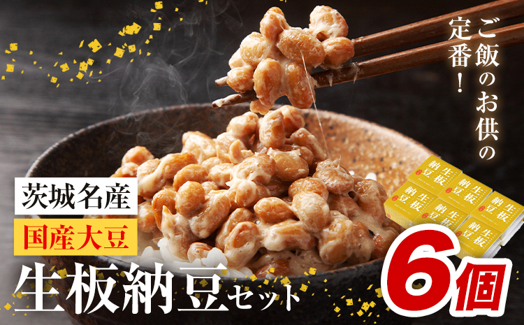 納豆 茨城名産 生板納豆 国産大豆 セット 6個 有限会社秋山食品《90日以内に出荷予定(土日祝除く)》茨城県 河内町 有機 納豆 茨城県産 茨城 ナットウキナーゼ たれ---kawachhi_akym_3_6i---