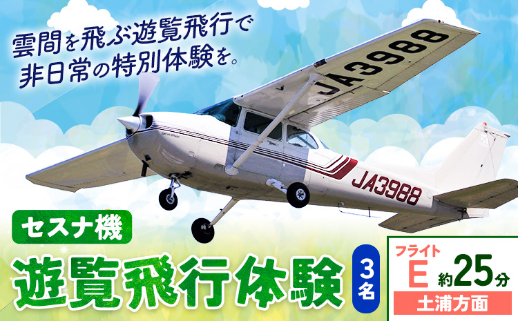 セスナ機遊覧飛行体験 3名 フライトE（約25分コース） 新中央航空株式会社《30日以内に出荷予定(土日祝除く)》茨城県 河内町 セスナ 飛行体験---kawachhi_skk_16_25min---