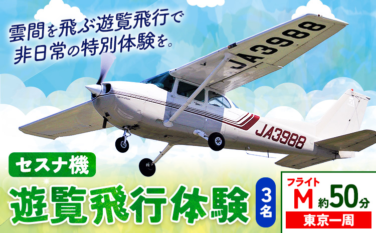 セスナ機遊覧飛行体験 3名 フライトM（約50分コース） 新中央航空株式会社《30日以内に出荷予定(土日祝除く)》茨城県 河内町 セスナ 飛行体験---kawachhi_skk_20_50min---