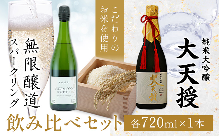 飲み比べセット 純米大吟醸 大天授 無限醸道 スパークリング 各 720ml × 1本 計2本《30日以内に出荷予定(土日祝除く)》麻原酒造株式会社 茨城県 河内町 酒 日本酒 【配送不可地域あり】---kawachhi_ashr_4_set---