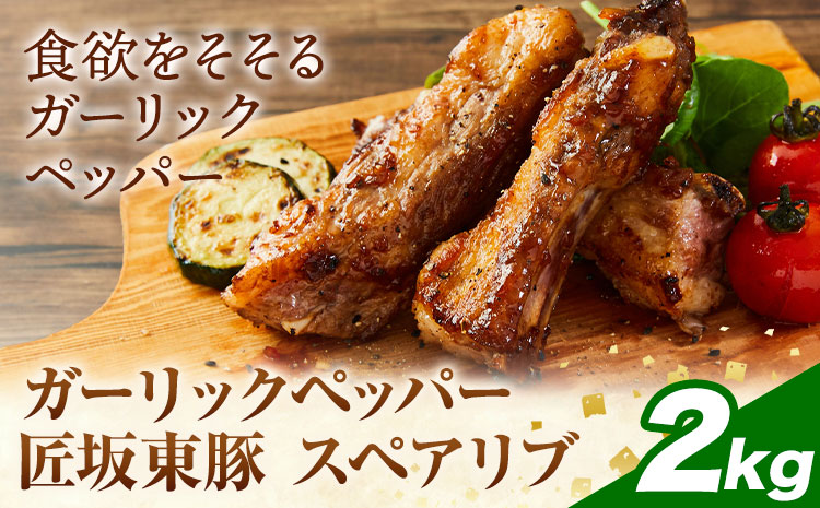 【ふるさと納税】匠坂東豚 国産豚 スペアリブ ガーリックペッパー 味付 2kg (500g×4パック) 株式会社坂東太郎　おにくブッチャーズ《30日以内に出荷予定(土日祝除く)》茨城県 河内町 豚 豚肉 肉 おかず【配送不可地域あり】---kawachhi_btro_2_2kg---