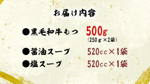 黒毛和牛 もつ鍋 セット 牛もつ 500g（ 2～3人前 × 2回分 ）和牛 鍋 ふるさと納税 7000円 お手軽 [AU089ya]