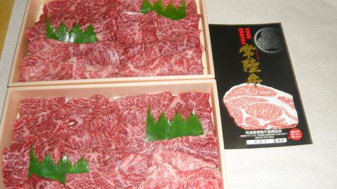 茨城県産高級黒毛和牛「常陸牛」　焼肉セット（もも・ランプ･カルビ）　500ｇ×2パック　[AI004ya]