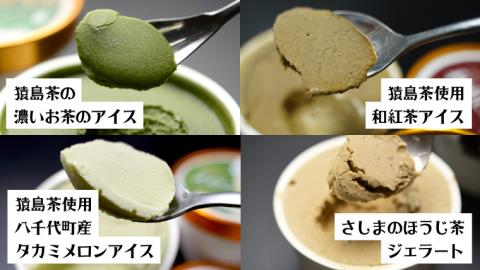 猿島茶使用  アイス ジェラート 8個入 詰め合わせ ( 濃いお茶 / 和紅茶 / タカミメロン / ほうじ茶 ) 各2個 ふるさと納税 ギフト お菓子 お祝い [AF067ya]