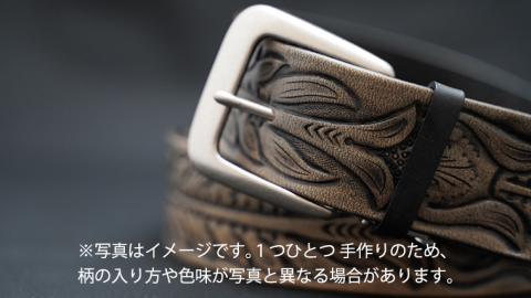 牛革 ベルト (アンティーク・黒染め) 【太さ40mm、厚さ3.7mm、長さ110cm】 [BE002ya] アンティーク・黒染め Mサイズ