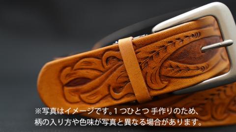 牛革 ベルト (アンティーク・タン染め) 【太さ40mm、厚さ3.7mm、長さ110cm】 [BE003ya] アンティーク・タン染め Mサイズ