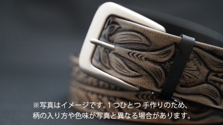 牛革 ベルト (アンティーク・黒染め) 【太さ40mm、厚さ3.7mm、長さ130cm】 [BE002ya-L] アンティーク・黒染め Lサイズ