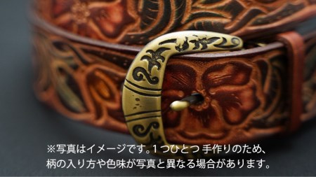 牛革 ベルト (茶色かすれ染め) 【太さ35mm、厚さ3.7mm、長さ130cm】 [BE004ya-L] 茶色かすれ染め Lサイズ