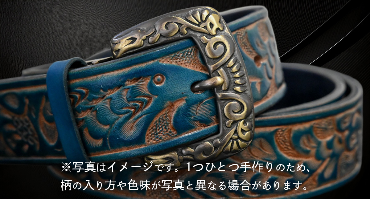 【 数量限定 】 牛革ベルト （紺かすれ染め） 【太さ35mm、厚さ3.7mm、長さ130cm】 牛革 牛 革 皮 ベルト 手作り ハンドメイド [BE031ya-L] 紺かすれ染め(35mm) Lサイズ