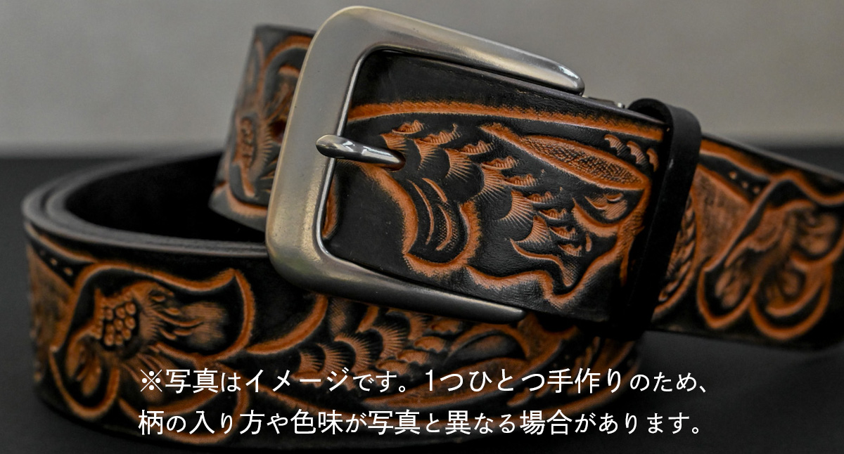 【 数量限定 】 牛革ベルト （黒かすれ染め） 【太さ40mm、厚さ3.7mm、長さ110cm】 牛革 牛 革 皮 ベルト 手作り ハンドメイド [BE042ya-M] 黒色かすれ染め(40mm) Mサイズ