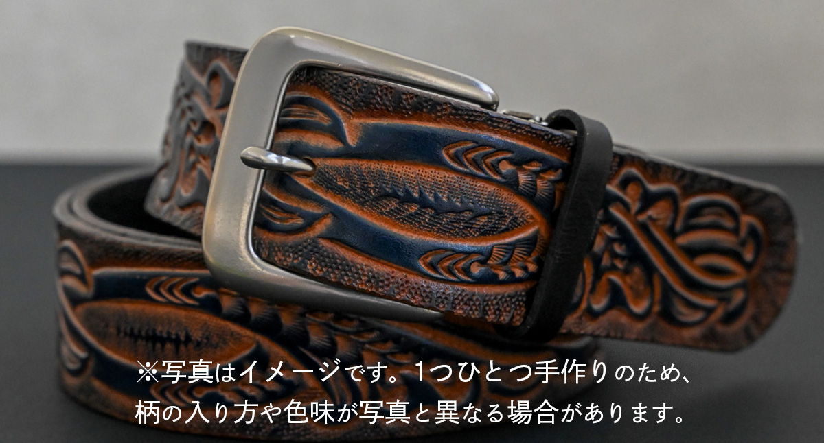 【 数量限定 】 牛革ベルト （紺かすれ染め） 【太さ40mm、厚さ3.7mm、長さ130cm】 牛革 牛 革 皮 ベルト 手作り ハンドメイド [BE044ya-L] 紺色かすれ染め(40mm) Lサイズ