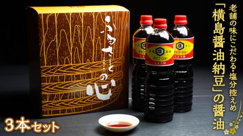 老舗の味にこだわる「横島醤油納豆」の醤油　３本セット　[AO014ya]