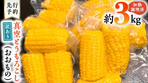 【 先行予約 ・7月中旬以降発送】【 訳あり 】 加熱殺菌済み 真空 とうもろこし ( おおもの ) 約3kg トウモロコシ 食べくらべ 無添加 保存料不使用 真空パック 甘い [AU077ya]