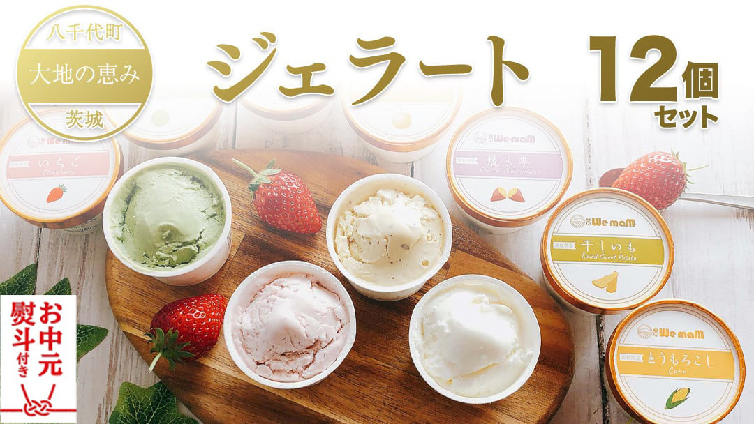 【お中元熨斗付き】八千代町 大地の恵み ジェラート 12個 セット アイス ソルベ スイーツ デザート 詰め合わせ 詰合せ ふるさと納税 10000円 特製 [AU092yac] 【お中元】ジェラート12個詰め合わせ