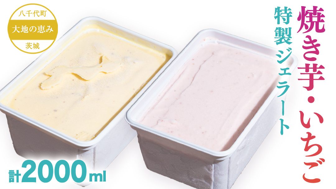 大地の恵み！！ 特製 ジェラート ( 焼き芋 ・ いちご 各1個 ) 計 2000ml アイス デザート スイーツ ふるさと納税 10000円 イチゴ いちご 苺 果物 旬 [AU100ya]