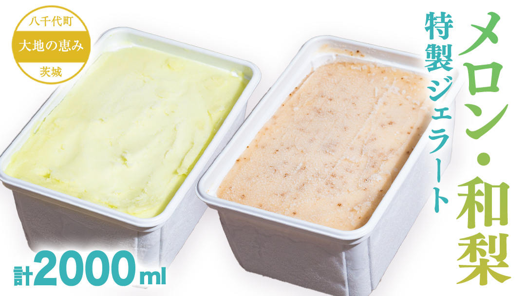 大地の恵み！！ 特製 ジェラート ( メロン ・ 和梨 各1個 ) 計 2000ml アイス デザート スイーツ ふるさと納税 10000円 梨 旬 [AU103ya] メロン・和梨