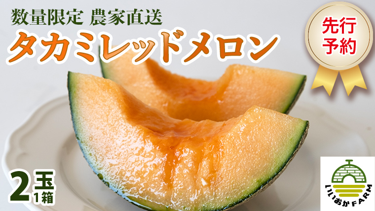 【 令和8年産 】【 先行予約 】タカミレッドメロン 秀品 1箱 2玉入り 飯岡 メロン 貴味 タカミ 赤肉 果物 フルーツ 甘い [CG002ya] タカミレッドメロン 秀品 2玉