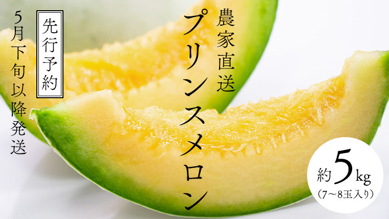 農家直送 プリンスメロン 1箱 約5kg ( 7～8玉入り ) 【 2026年5月下旬以降発送 】【 先行予約 】 期間限定 産地直送 果物 フルーツ メロン 甘い [CM002ya]