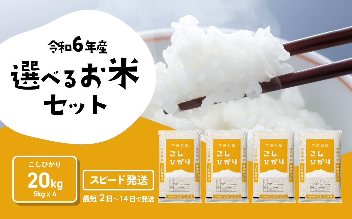 【スピード発送】コシヒカリ 20kg 令和7年産 新米 茨城県産 白米 精米 茨城県 お米 米 [SF296yai] 【スピード発送】コシヒカリ20kg(5kg×4袋)