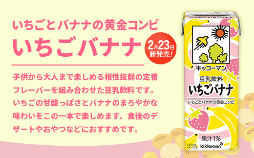 【新発売】豆乳飲料 いちごバナナ 【合計200ml×54本】 ／ 飲料 キッコーマン 健康 苺 イチゴ バナナ 豆乳 大豆 ソイミルク パック セット 定番 おやつ 人気 デザート 飲み切り おすすめ 茨城県 五霞町